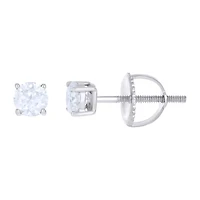 10 kt Gold Earrings 4 mm With Moissanite Ctw 0.60