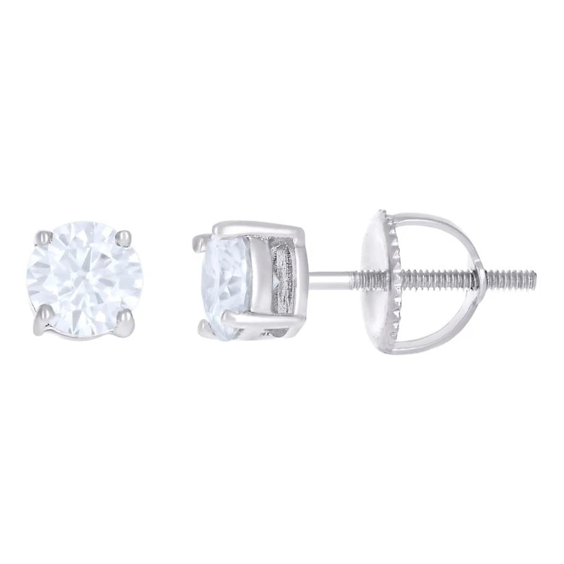 10 kt Gold Earrings 5 mm With Moissanite Ctw 1.00