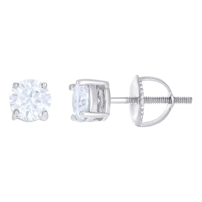 10 kt Gold Earrings 5 mm With Moissanite Ctw 1.00