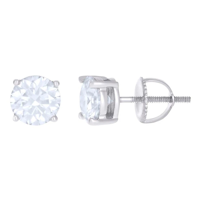 10 kt Gold Earrings 6 mm With Moissanite Ctw 1.6
