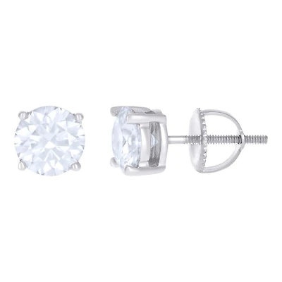 10 kt Gold Earrings 6 mm With Moissanite Ctw 1.6