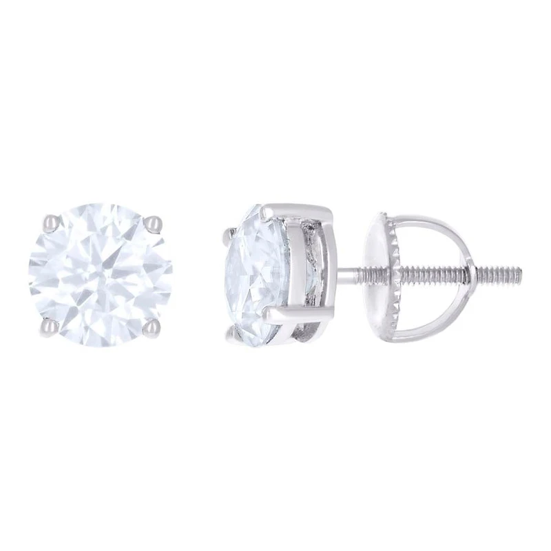 10 kt Gold Earrings 7 mm With Moissanite Ctw 2.40
