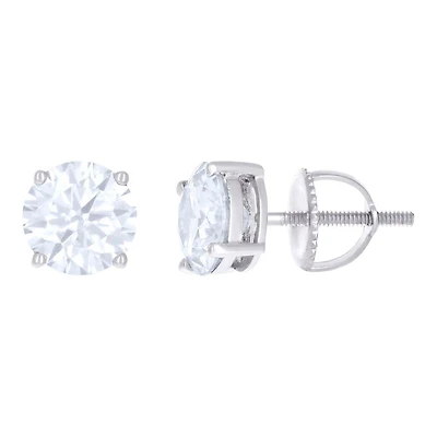 10 kt Gold Earrings 7 mm With Moissanite Ctw 2.40