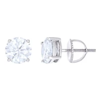 10 kt Gold Earrings 7 mm With Moissanite Ctw 2.40