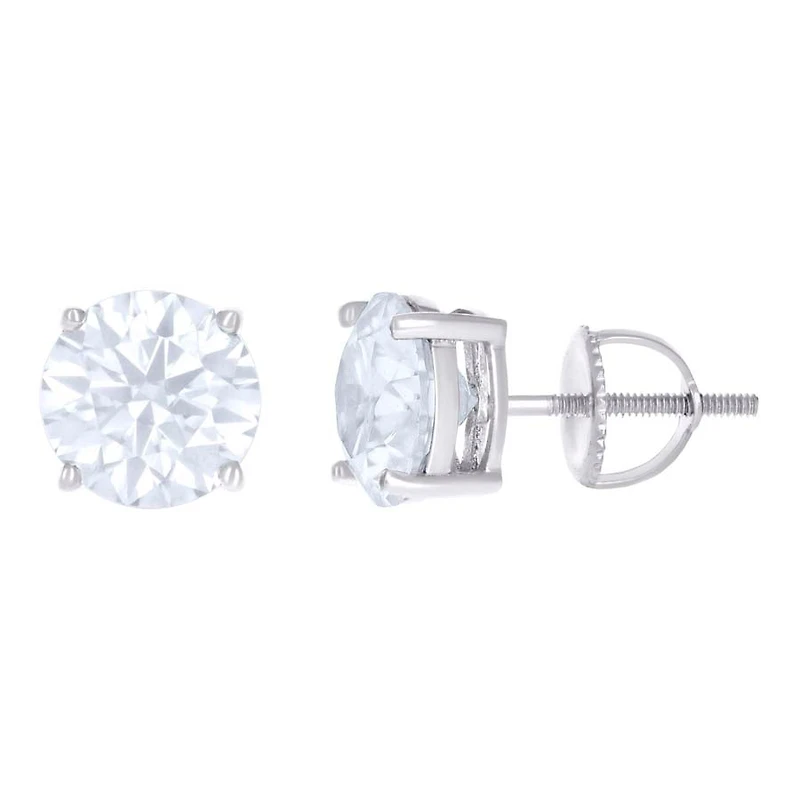 10 kt Gold Earrings 8 mm With Moissanite Ctw 4.00