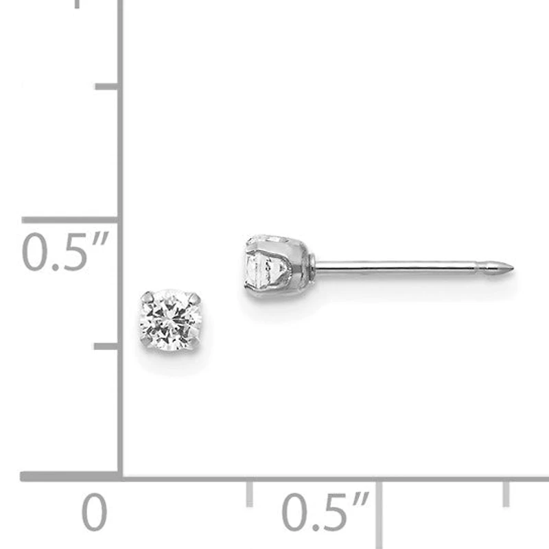 Inverness 14k White Gold 3mm CZ Post Earrings