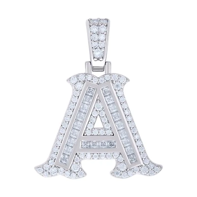925 Silver Pendant "A" Moissanite 0.55 ct, Baguette
