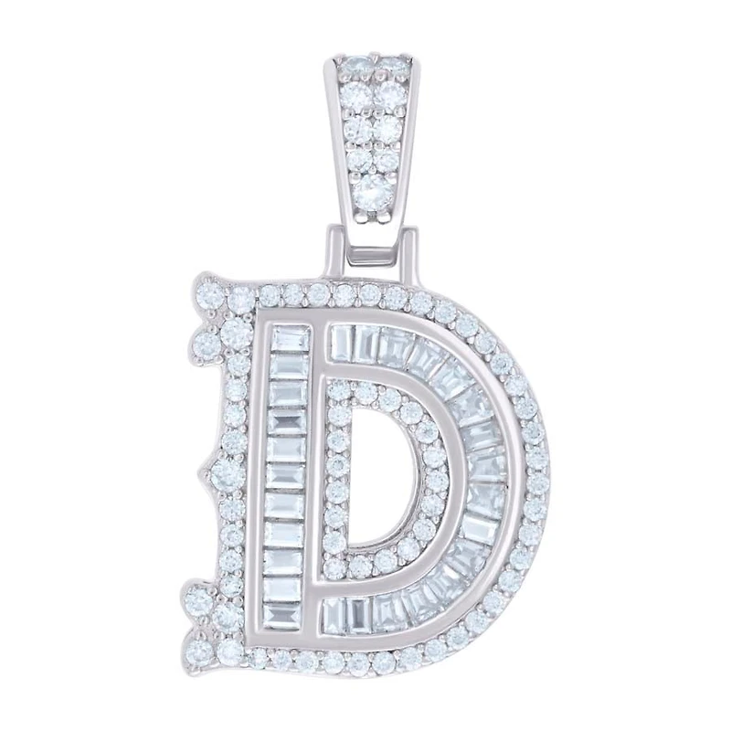 925 Silver Pendant Letter "D" Moissanite 0.51 ctw