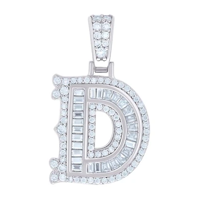 925 Silver Pendant Letter "D" Moissanite 0.51 ctw