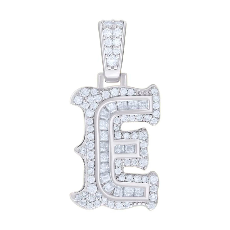 925 Silver Pendant Letter "E" Moissanite 0.44Ctw