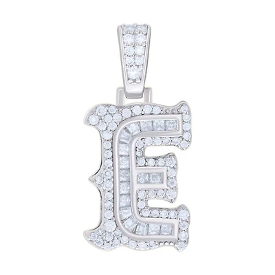 925 Silver Pendant Letter "E" Moissanite 0.44Ctw