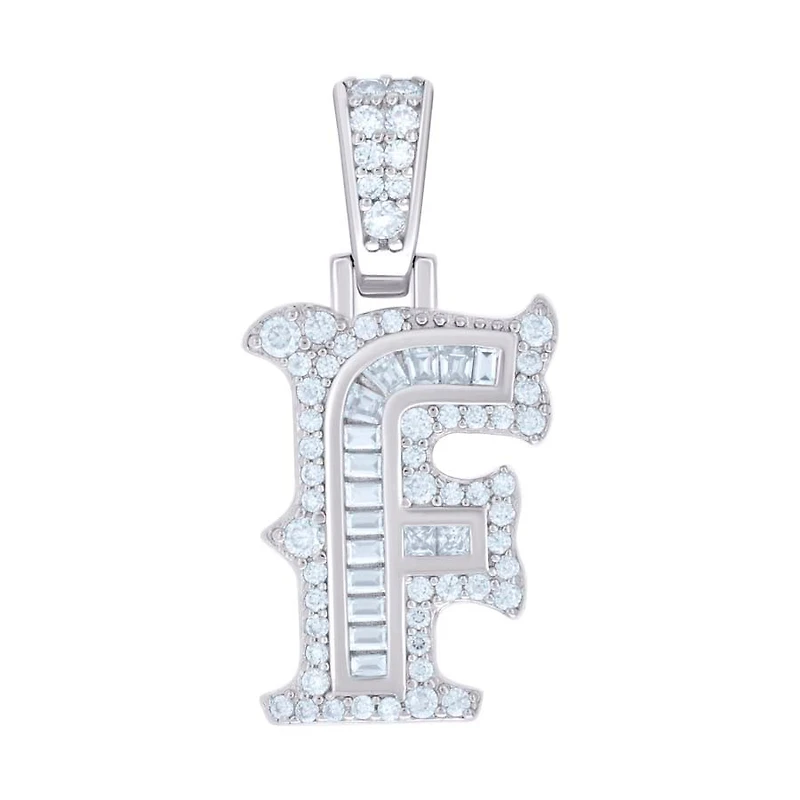 925 Silver Pendant Letter "F" Moissanite 0.47Ctw