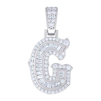 925 Silver Pendant Letter "G" Moissanite 0.48Ctw