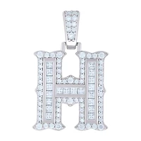 925 Silver Pendant Letter "H" Moissanite 0.60Ctw