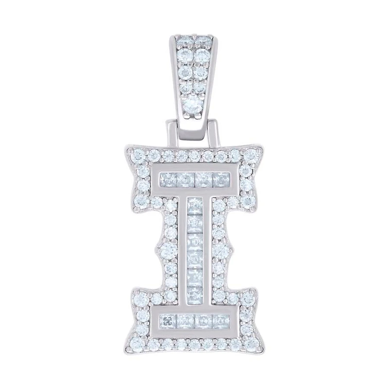 925 Silver Pendant Letter "I" Moissanite 0.45Ctw