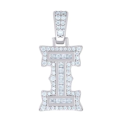 925 Silver Pendant Letter "I" Moissanite 0.45Ctw