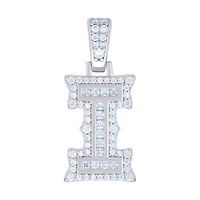 925 Silver Pendant Letter "I" Moissanite 0.45Ctw