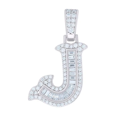 925 Silver Pendant Letter "J" Moissanite 0.46Ctw