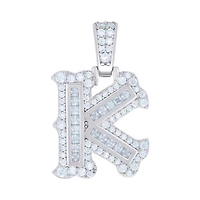 925 Silver Pendant Letter "K" Moissanite 0.61Ctw