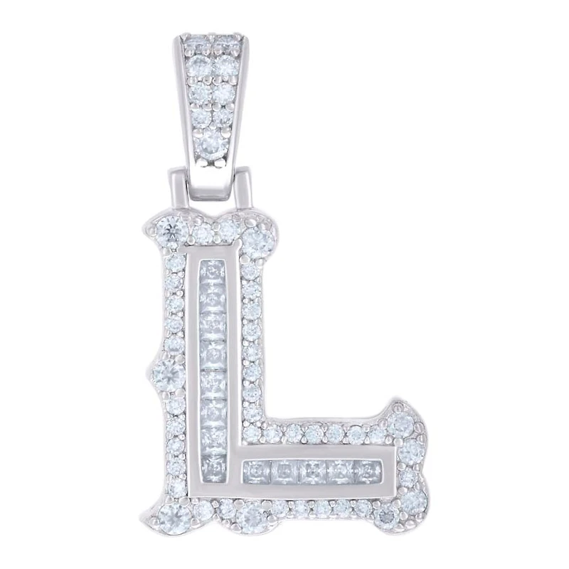925 Silver Pendant Letter "L" Moissanite 0.51Ctw