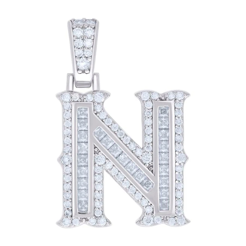 925 Silver Pendant Letter "N" Moissanite 0.51Ctw