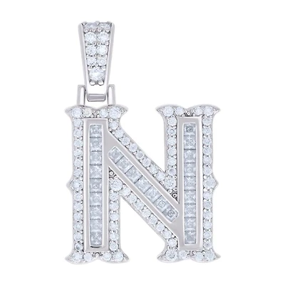 925 Silver Pendant Letter "N" Moissanite 0.51Ctw