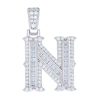 925 Silver Pendant Letter "N" Moissanite 0.51Ctw