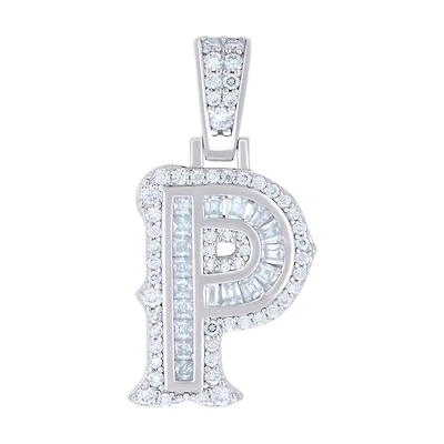 925 Silver Pendant Letter "P" Moissanite 0.42Ctw