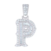 925 Silver Pendant Letter "P" Moissanite 0.42Ctw