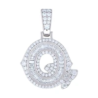 925 Silver Pendant Letter "Q" Moissanite 0.63Ctw