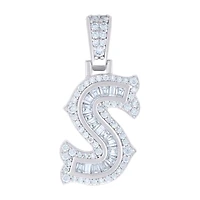 925 Silver Pendant Letter "S" Moissanite 0.45Ctw