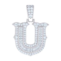 925 Silver Pendant Letter "U" Moissanite 0.58Ctw