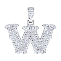 925 Silver Pendant Letter "W" Moissanite 0.94Ctw