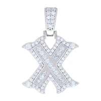 925 Silver Pendant Letter "X" Moissanite 0.45Ctw