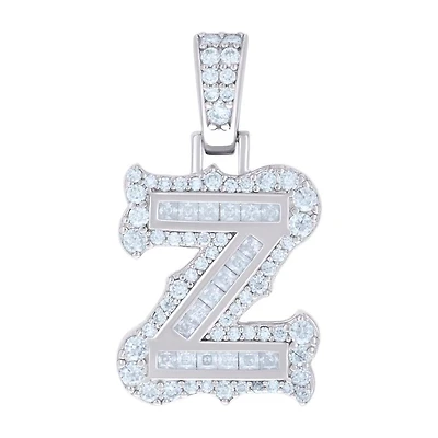 925 Silver Pendant Letter "Z" Moissanite 0.66Ctw