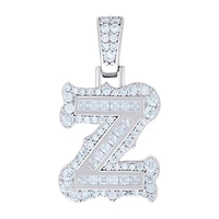 925 Silver Pendant Letter "Z" Moissanite 0.66Ctw