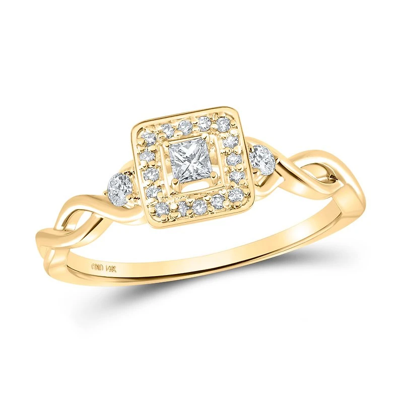14kt Gold Womens Princess Diamond Square Promise Ring 1/5 Cttw
