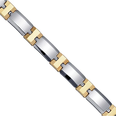 Tungsten Tone Polished Mens Link Bracelet 12mm Size 8.5 Inches