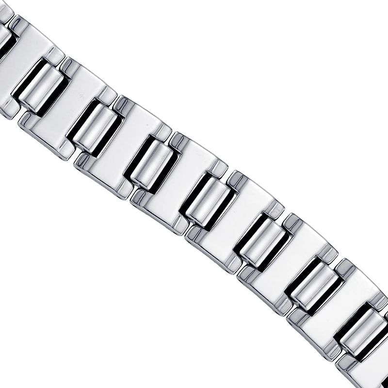 Tungsten Mens Polished And Brushed Link Bracelet 16mm Size 8.5 Inches