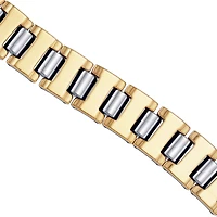 Tungsten Yellow Tone Mens Polished Link Bracelet 16mm Size 8.5 Inches