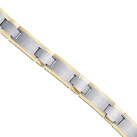 Tungsten Yellow Tone Mens Polished Link Bracelet 11mm Size 8.5 Inches