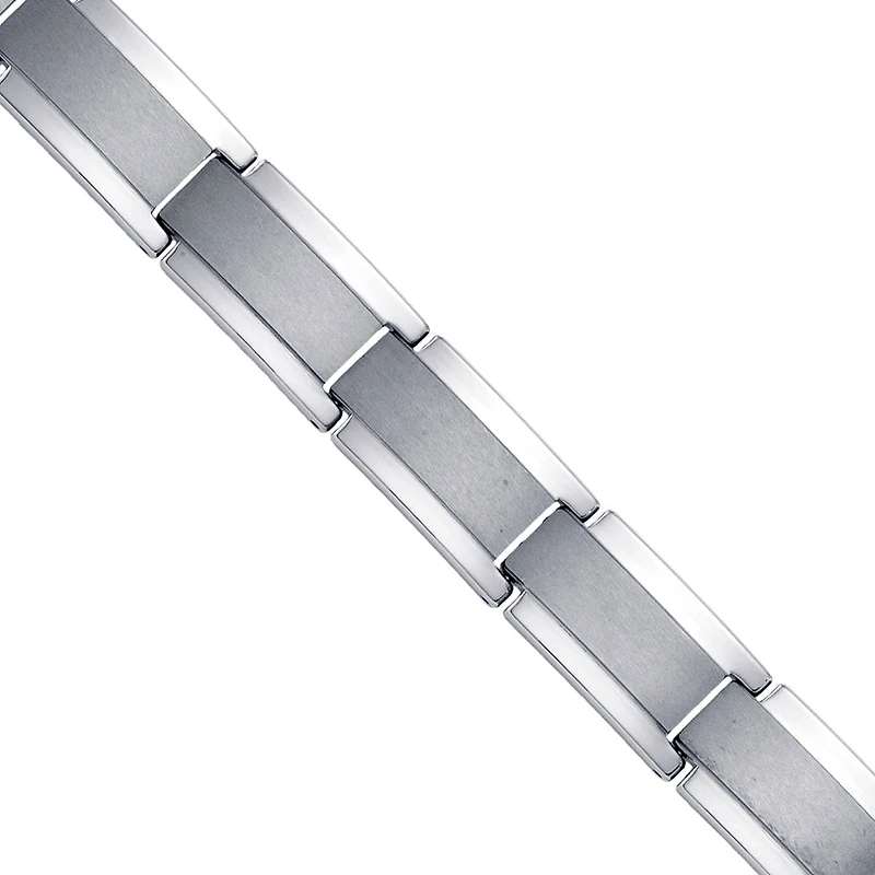 Tungsten Black Tone Mens Polished Link Bracelet 13mm Size 8.5 Inches
