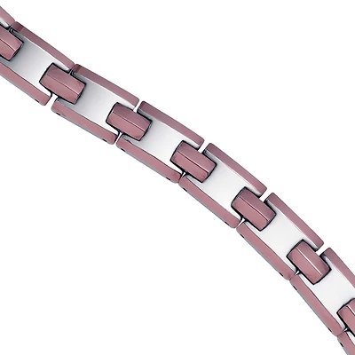 Tungsten Rose Tone Mens Polished Fancy Bracelet 13mm Size 8.5 Inches