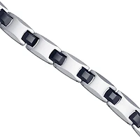 Tungsten And Black Ceramic Mens Polished Fashion Bracelet 11mm Size 8.5 Inches