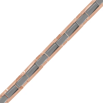 Tungsten Two Tone Mens Polished Fancy Bracelet 11mm Size 8.5 Inches