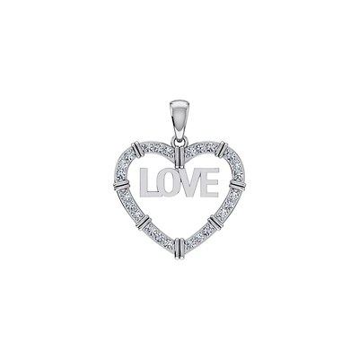 10K White Gold Round Diamond Womens Love Heart Pendant 1/4 Cttw