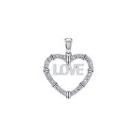 10K White Gold Round Diamond Womens Love Heart Pendant 1/4 Cttw