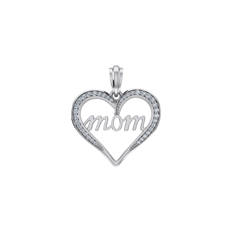 10K Gold Round Diamond Womens Mom Heart Pendant 1/ Cttw