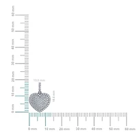 10K White Gold Round Diamond Womens Puffy Heart Pendant 3/8 Cttw