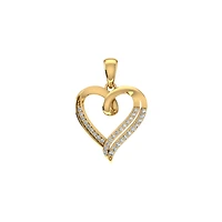 10K Yellow Gold Round Diamond Womens Heart Pendant 1/10  Cttw